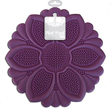 Talisman Designs NoSlip Grip Silicone Hot Pad  Trivet Surface Protection from Hot Dishes Up to 500Degree Heat Resistance Multipurpose Kitchen Supplies Purple Set of 1