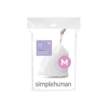 simplehuman Code M Custom Fit Drawstring Trash Bags in Dispenser Packs 20 Count 45 Liter  119 Gallon White