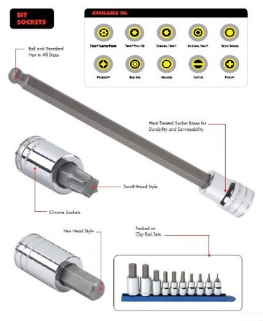GEARWRENCH 4 Pc 38  12 Drive Extra Long Triple Square Bit Socket Set Metric  80572