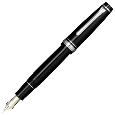 Sailor 112037220 Professional Gear Fountain Pen Silver Black Fine Point