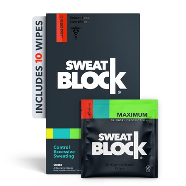 SweatBlock Max Clinical Antiperspirant Wipes  For Excessive Sweating  Hyperhidrosis  Up to 7 Days ProtectionWipe  Unisex  10 Wipes