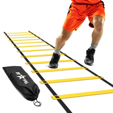Yes4All Speed Agility Ladder Training Equipment with Carry Bag  12 Rungs Yellow