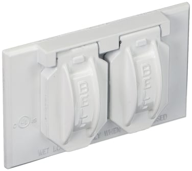 HubbellRaco 51801 2Hole Weatherproof Device Cover 4916 in L X 21316 in W X 1 in T White