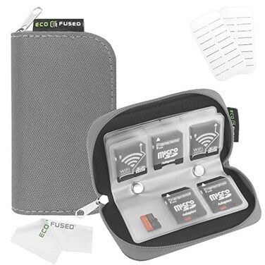 EcoFused Memory Card Case  Fits up to 22x SD SDHC Micro SD Mini SD and 4X CF  Holder with 22 Slots Grey