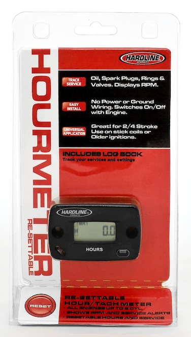 Hardline Products HR8067 ReSettable Hour Meter for Motorcycles Black