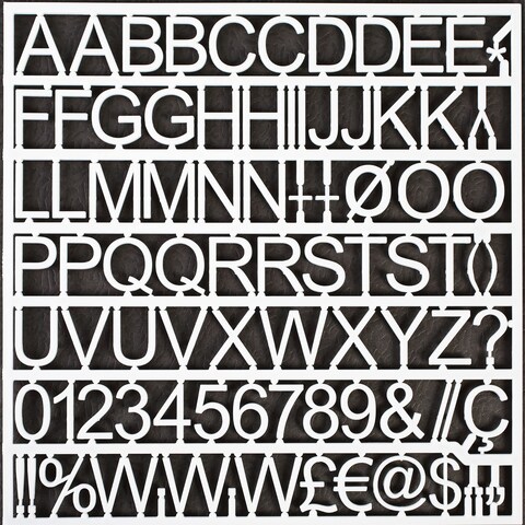White Plastic Set of Letters, Numbers and Symbols, Uppercase, 1 White Plastic Set of Letters, Numbers and Symbols, Uppercase, 1