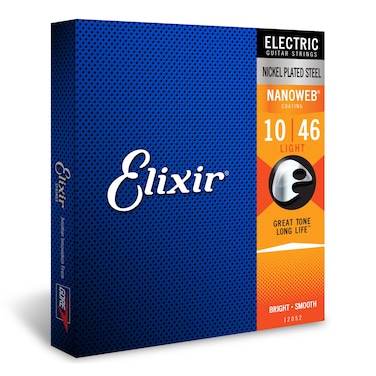 Elixir Strings Electric Guitar Strings Nickel Plated Steel with NANOWEB Coating LongestLasting Bright Tone with Comfortable Feel 6 String Set Light 1046