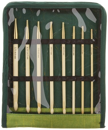 Knitters Pride KP900586 Bamboo Interchangeable Tunisian Crochet Hook Set  Green