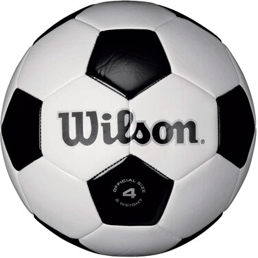 WILSON Traditional Soccer Ball  Size 4 BlackWhite