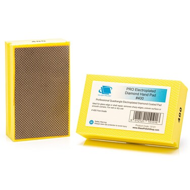Glass Polish PRO Diamond Hand Pad Sanding Block Grit 400 for Smoothing Edging and Polishing Glass Tiles Ceramics Marble and Metal  374 x 216