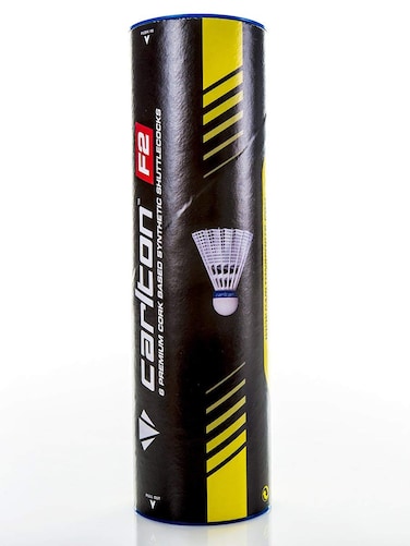 Carlton F2 Medium Speed Badminton Shuttle Tube of 6 White