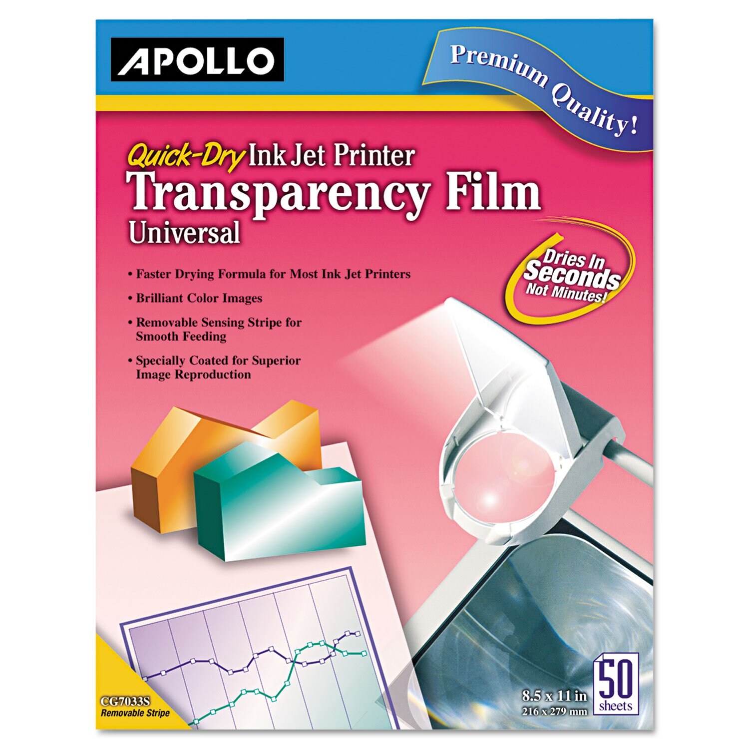 أبولو Apollo Transparency Film For Inkjet Printers 50 Sheets Pack VCG7031s