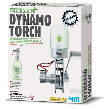 4M Green Science Dynamo Torch  DIY Mechanical Green Alternative Energy Lab  STEM Toys Educational Gift for Kids  Teens Girls  Boys