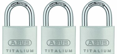 ABUS 64TI40 Titalium Aluminum Alloy Padlock Keyed Alike with Nano Protect Steel Shackle Pack of 3