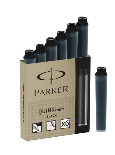 PARKER QUINK Mini Fountain Pen Ink Refill Cartridges Black 6 Count