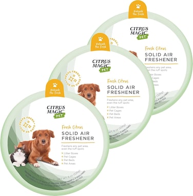 Citrus Magic Pet Odor Absorbing Solid Air Freshener for Home Air Purifier Fresh Citrus Must have Pet Supplies 8 Oz Pack of 3