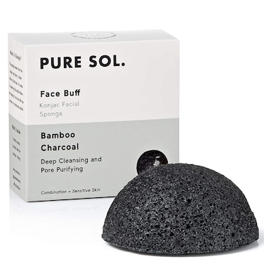 pureSOL Konjac Sponge  Activated Charcoal  Facial Sponge 100 Natural Sponge EcoFriendly  Great for Acne Exfoliating