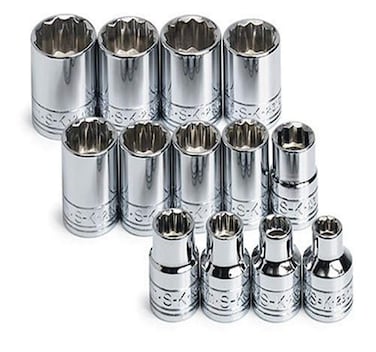 SK Tools USA 38 Drive 13 Piece 12 Point Standard Metric Chrome Socket Set 7MM  19MM  89023