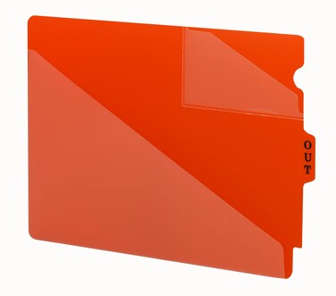 Smead End Tab Poly Out Guide TwoPocket Style Center Position Tab Extra Wide Letter Size Red 50 per Box 61960