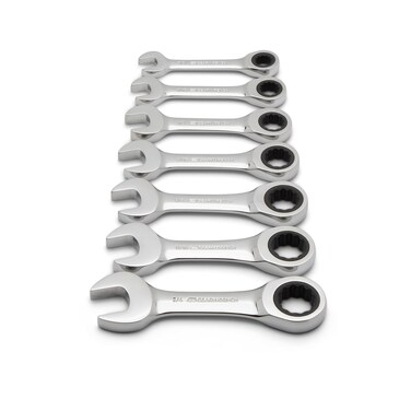 GEARWRENCH 7 Pc 12 Pt Stubby Ratcheting Combination Wrench Set SAE  9507D