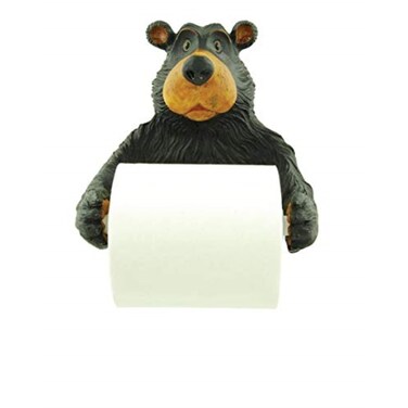 WD Willie Black Bear Holding Roll of Toilet Tissue Wall Mounted Toilet Paper Holder Rack 75