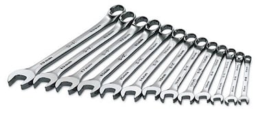 SK Tools USA 13 Piece Regular 6 Point Metric SuperKrome Combination Wrench Set 7MM  19MM  86123
