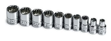 SK Tools USA 14 Drive 10 Piece 12 Point Standard Metric Chrome Socket Set 5MM  14MM  1340