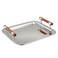 Elegance Stainless Steel Rectangular Tray with Wood Handles 165 by 13Inch Silver