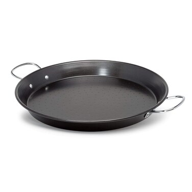 Ecolution Sol Paella Pan  EcoFriendly PFOA Free Hydrolon NonStick  Heavy Duty Carbon steel with Riveted Chrome Plated Handles  Dishwasher Safe  Limited  Black 15 Diameter