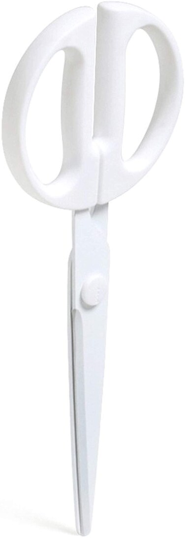Poppin Scissors  White Office Scissors Extra Long Stainless Steel Blades Sleek Circular Handles Scissors for Office White