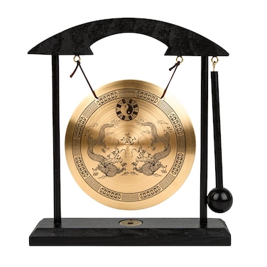 Zen Art Brass Feng Shui Desktop Gong for Home Office Table Decor Collectible Figurines