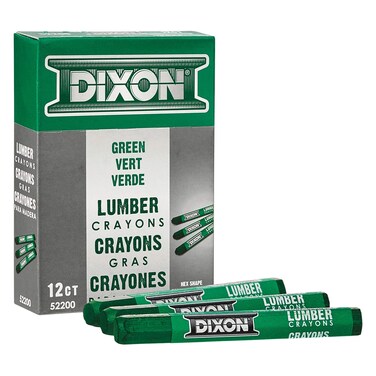 DIXON Industrial Lumber Marking Crayons 45 x 12 Hex Green 12Pack 52200