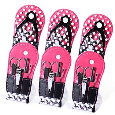 Spove Polka Dot Flip Flop Design Girls Manicure Sets Nail Care Kit SPA Party Favors for Women Bulk Gifts 6 Kits
