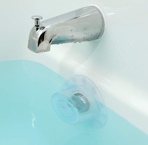 SlipX Solutions Bottomless Bath  Overflow Drain Cover for Tub  Best Gifts for Mom Spa  Bath Accessories  Drain Block Water Stopper Plug  Bath Essentials for Women  4 Diameter Clear