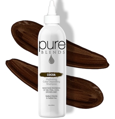 Pure Blends Cocoa Hydrating Color Depositing Shampoo  Brightens and Tones Faded SemiPermanent Hair Dye Prevents Fade Extends Color Service for Treated Hair  85 Oz