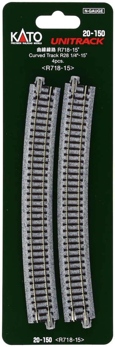 Kato USA Model Train Products Unitrack 718mm 28 14 Radius 15Degree Curve Track 4Piece