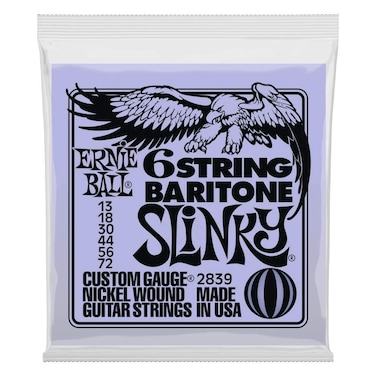 Ernie Ball 6String Baritone Slinky Nickel Wound Electric Guitar Strings 1372 Gauge P02839