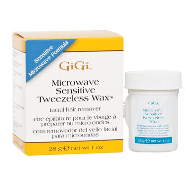GiGi Microwave Sensitive Tweezeless Wax with Azulene Oil  NonStrip Facial Hair Remover for Sensitive Skin 1 oz