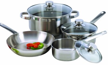 ExcelSteel Stainless Steel Cookware Set 7 Piece Silver