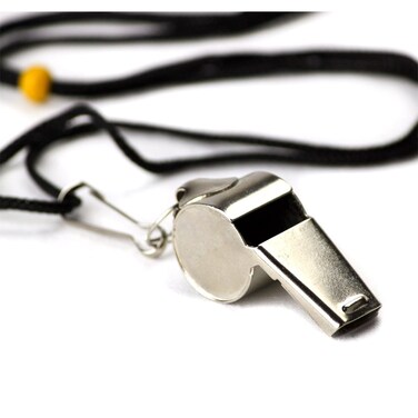 Crown Sporting Goods SCOA001 Stainless Steel Whistle with Lanyard  Great for Coaches Referees and Officials by