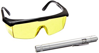 InterDynamics Certified AC Pro Car Air Conditioner Stop Leak Detector Kit Leak Detection Kit Detects O Ring and Hose Leaks Includes Protective Glasses and Pen Light InterDynamics