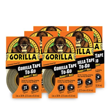 Gorilla Tape Mini Duct Tape toGo 1 x 10 yd Travel Size Black Pack of 6