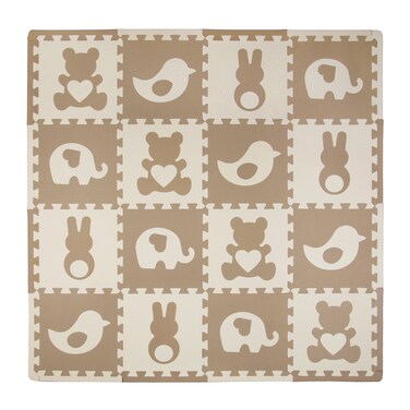 Tadpoles 16 Tile Teddy  Friends Foam Playmat for Kids  16 Interlocking Tiles with 16 Border Pieces  Soft EVA Foam  Safe  Durable  Total Floor Coverage 50 x 50  Ages 3  Up  Brown