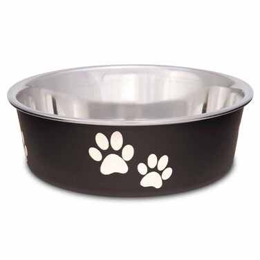 Loving Pets  Bella Bowls  Dog Food Water Bowl No Tip Stainless Steel Pet Bowl No Skid Spill Proof Small Espresso Brown