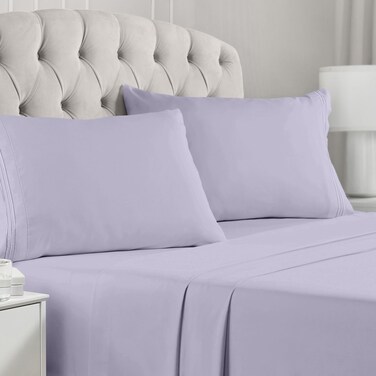 Mellanni King Sheets Set  4 PC Iconic Collection Bedding Sheets  Pillowcases  Hotel Luxury Extra Soft Cooling Bed Sheets  for Women Men Kids  Teens King Lavender