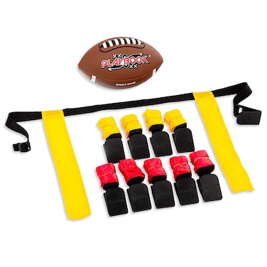 Franklin Sports Flag and Ball Set  Flag Football Belts and Football for Kids  Full Youth Flag Football Set  Includes 2 Flag Sets of 5
