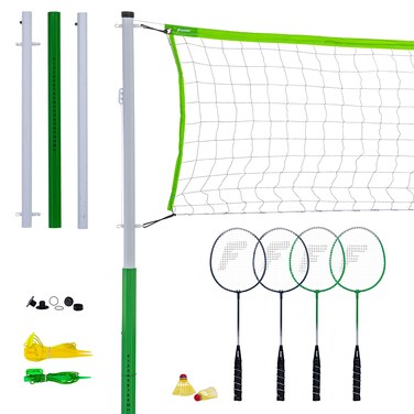 Franklin Sports Badminton Set  Portable Badminton Set  Adult and Kids Badminton Net  Perfect BackyardLawn Game  Includes 4 Badminton Racquets  Intermediate
