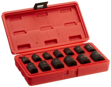 SUNEX TOOLS 3675 38Inch Drive Standard Metric 12 Point Impact Socket Set 13Piece
