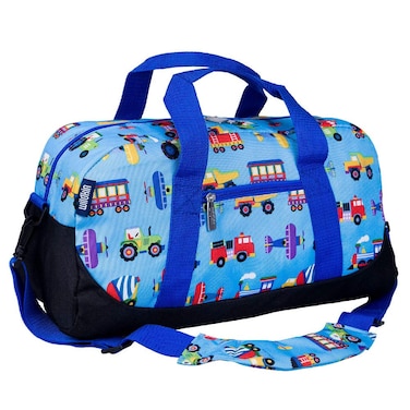 Wildkin Kids Overnighter Duffel Bags for Boys  Girls Perfect for Early Elementary Sleepovers Duffel Bag for Kids CarryOn Size  Ideal for School or Overnight Travel BagTrains Planes and Trucks