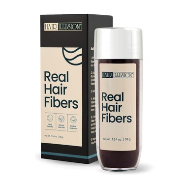 Hair Illusion Dark Brown Real Hair Fibers for Thinning Hair  100 Natural Texture Non Synthetic Hair Fibers  Bald Spot Cover Up for Women  Men  38 Gram